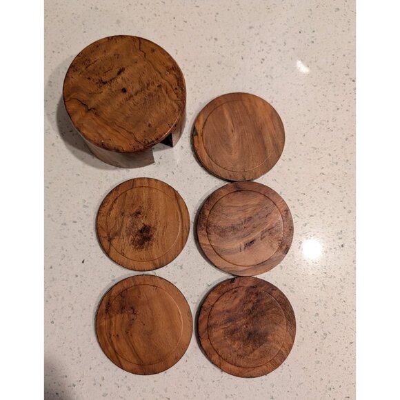 Handcrafted Wood Coaster Set with Holder - Picture 14 of 15